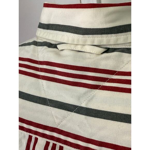 TOMMY HILLFIGER RED AND sage green LONG SLEEVE BUTTON UP EMBROIDERED MENS LARGE - Picture 5 of 6